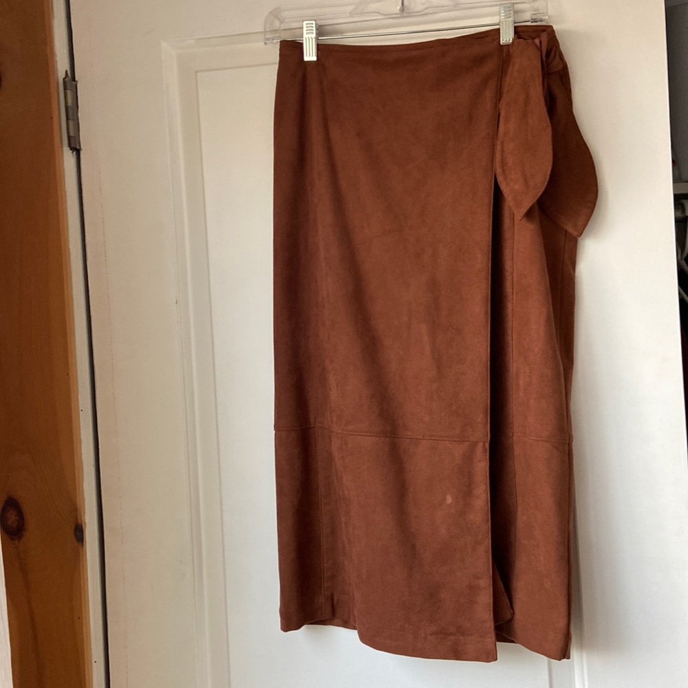Imitation suede wrap skirt